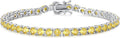 FANCIME Birthstone Bracelet Sterling Silver Gemstone Tennis Bracelets Fine Jewelry Wedding Bridal Prom Birthday Gift for Women Her, Length 7.2 Inch Width 4mm