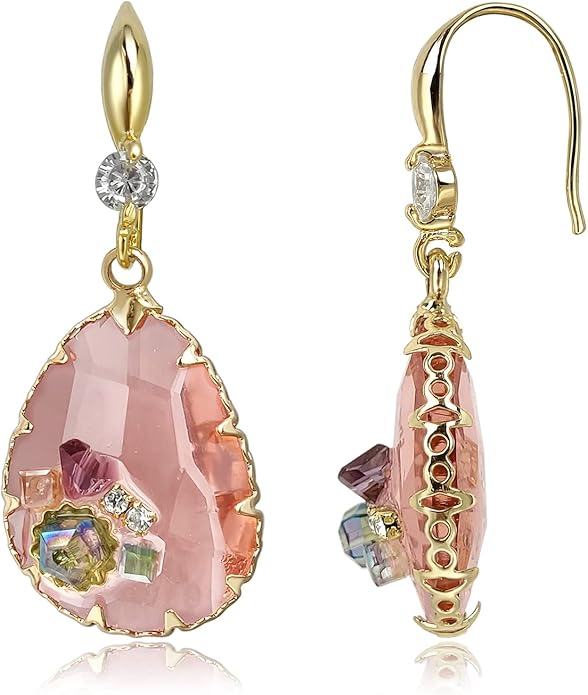 Crystal Teardrop Earrings 14K Gold Plated Dangle Earrings for Women