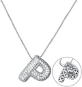 RWQIAN Letter Necklace for Women Bubble, Chunky Initial Alphabet A-Z Pendant Puffy Name Personalized Necklace Dainty Zircon CZ Fashion Jewelry Gifts for Girls Girlfriend