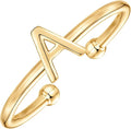 PAVOI 14K Gold Plated Initial Letter Adjustable Ring for Women - Thin Initial Band - Dainty Fashion Jewelry Gifts