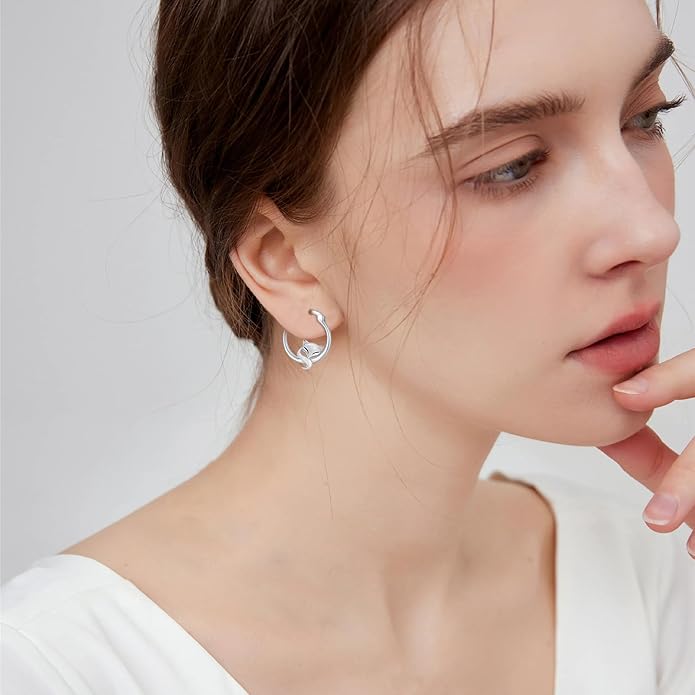 JUSTKIDSTOY Hypoallergenic Panda/Unicorn/Hummingbird/Dolphin Hoop Earrings for Women 925 Sterling Silver Animal Huggie Hoop Earrings Jewelry Gifts for Sensitive Ears