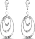 Silver Clip On Earrings For Women, They Look Pierced, Don't Pinch & Won't Fall Off, Hypoallergenic & Lightweight