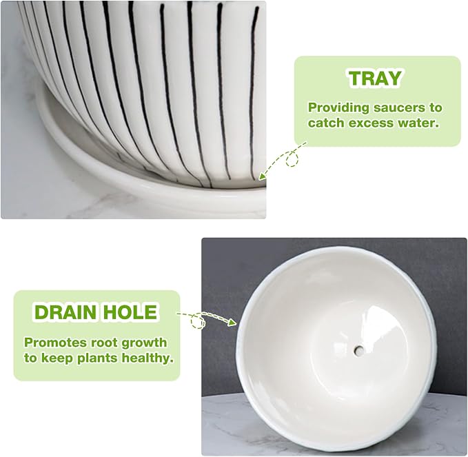 Hlukana Ceramic Plant Pots Set of 3, 6.75/5.6/4.2 inch Planters - Image 3