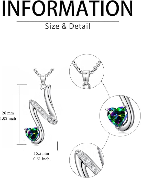 Valentines Day Gifts for Women Alphabet A to Z Initial Birthstone Pendant Necklaces for Women - 18k White Gold Plated Personalized Name Jewelry Valentine Mothers Day Birthday Gifts for Women Her Girlfriend