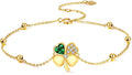 KECHO 14k Yellow Gold Butterfly/Dragonfly/Frog/Sunflower/Daisy/Tree of life/Moon/Clover Bracelet Anklet for Women