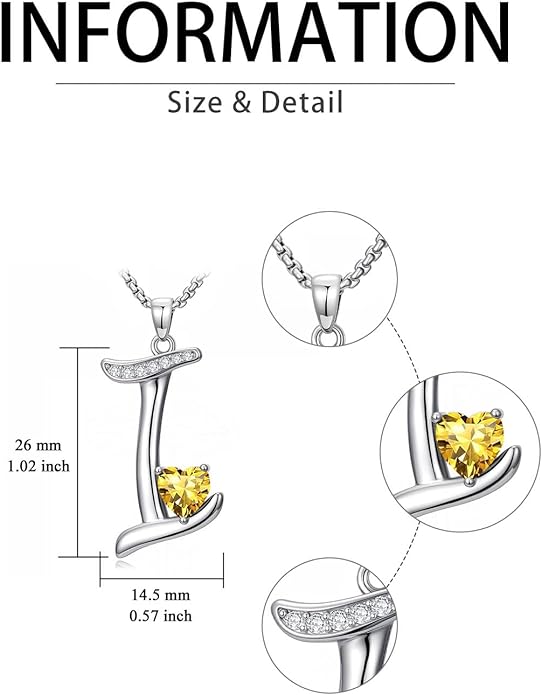 Valentines Day Gifts for Women Alphabet A to Z Initial Birthstone Pendant Necklaces for Women - 18k White Gold Plated Personalized Name Jewelry Valentine Mothers Day Birthday Gifts for Women Her Girlfriend