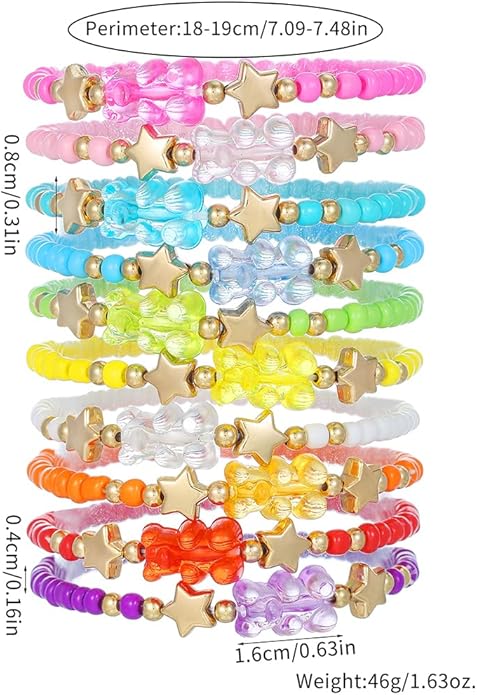 Friendship Bracelets Boho Stackable Bracelets for Women Surfer Heishi Clay Bead Bracelets Stretch Preppy Bracelets Colorful Boho Bracelets for Women