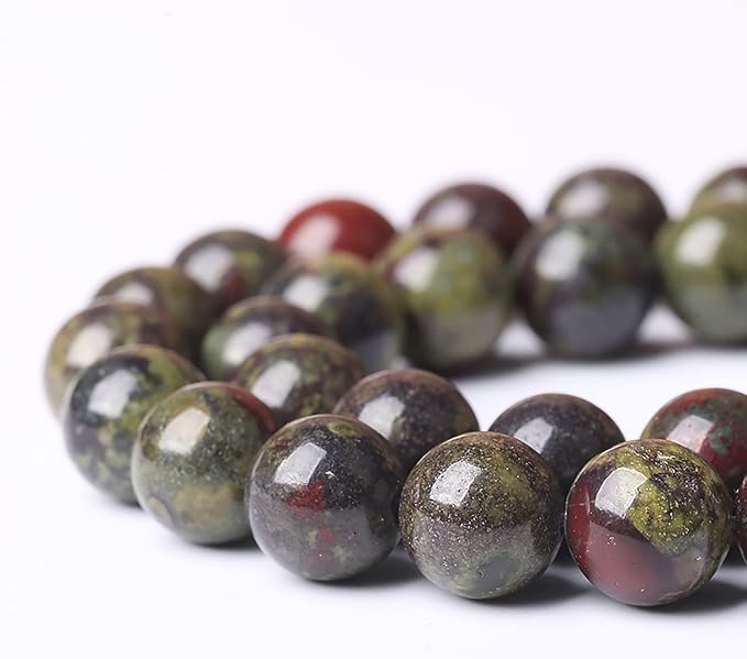 Natural Dragon Blood Jasper Beads Round Loose Energy Healing Stone Beads for Jewelry Making DIY Bracelet 10mm 38pcs 15 Inch
