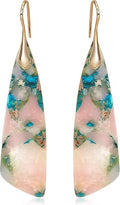 Natural Stone Earrings for Women Boho Triangles Dangle Drop Earrings