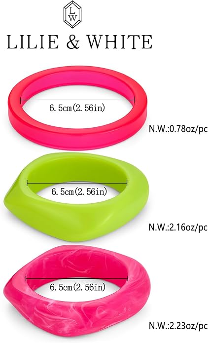 LILIE&WHITE 3 PCS Acrylic Resin Bracelet For Women Trendy Chunky Bangle Bracelets Fashion Colorful Bracelet Jewelry Gift