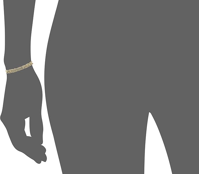 Amazon Essentials Set of Three Singapore, Figaro and Bead Station Chain Bracelet