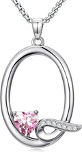 Valentines Day Gifts for Women Alphabet A to Z Initial Birthstone Pendant Necklaces for Women - 18k White Gold Plated Personalized Name Jewelry Valentine Mothers Day Birthday Gifts for Women Her Girlfriend