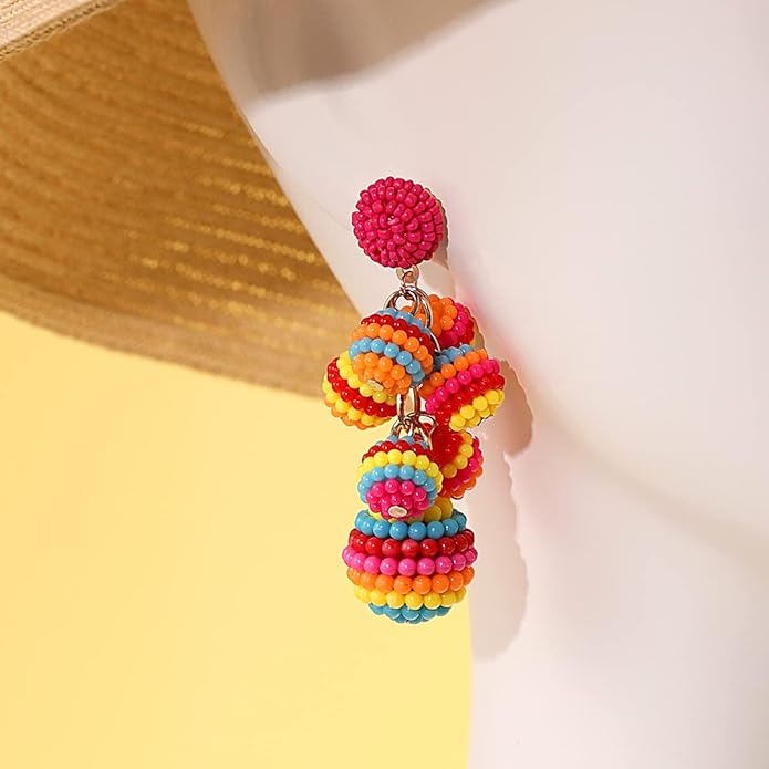 Acrylic ball Beads Dangle Earrings for Women,Colorful Statement Earring Cute Candy Colored Drop Dangle Geometric Jewelry Earrings For Gift Party