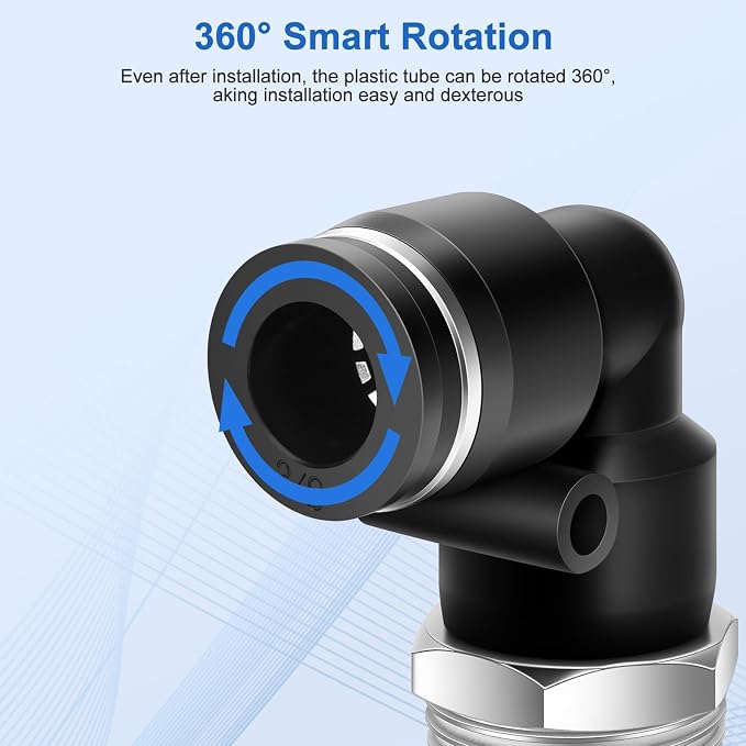CNAODUN 12 Pcs Push to Connect Fittings 3/8 Inch Tube OD x 1/2 Inch NPT Thread - Image 6