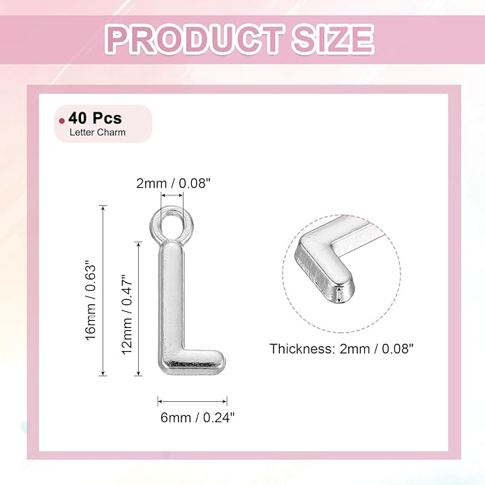 uxcell Letter Charm, Alloy Letter Initial Alphabet Charm for DIY Crafts Jewelry Making Bracelet Earrings Necklace