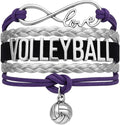 Volleyball Bracelets For Girls- Ideal Volleyball Gifts & Souvenirs. Adjustable Charm Bracelet with Moveable Letters, Infinity Symbol & Silver Volleyball Charm. Fashionable Bracelets by SportyBella.