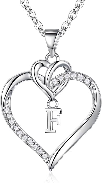 STORUP Valentines Gifts for Her Teen Girls - Heart Initial Necklaces for Women Girls, 14K-Gold-Plated CZ Initial A-Z Heart Necklaces for Teen Girl Jewelry Valentines Gifts for Women Mom Wife Sister