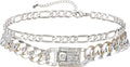 14K Gold Anklets for Women Waterproof Rhinestone Ankle Bracelet Layered Cuban Link Chain Diamond Anklet Beach Jewelry for Women