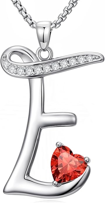 Valentines Day Gifts for Women Alphabet A to Z Initial Birthstone Pendant Necklaces for Women - 18k White Gold Plated Personalized Name Jewelry Valentine Mothers Day Birthday Gifts for Women Her Girlfriend