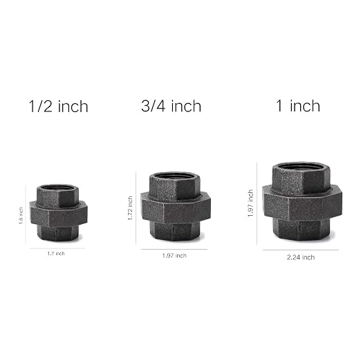 1/2" Industrial Malleable Cast Iron Union, Home TZH 4 Pack 1/2" Female Pipe - Image 4