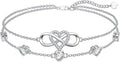 Dorunmo 925 Sterling Silver Infinity Heart Birthstone Anklet Bracelets for Women Best Mother's Day Birthday Jewelry for Wife Girlfriend Mom Her