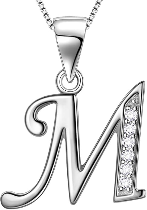 Aurora Tears Letter Necklace Initial 925 Sterling Silver Alphabet Pendant Crystal Name Gift Women Cubic Zirconia Jewelry
