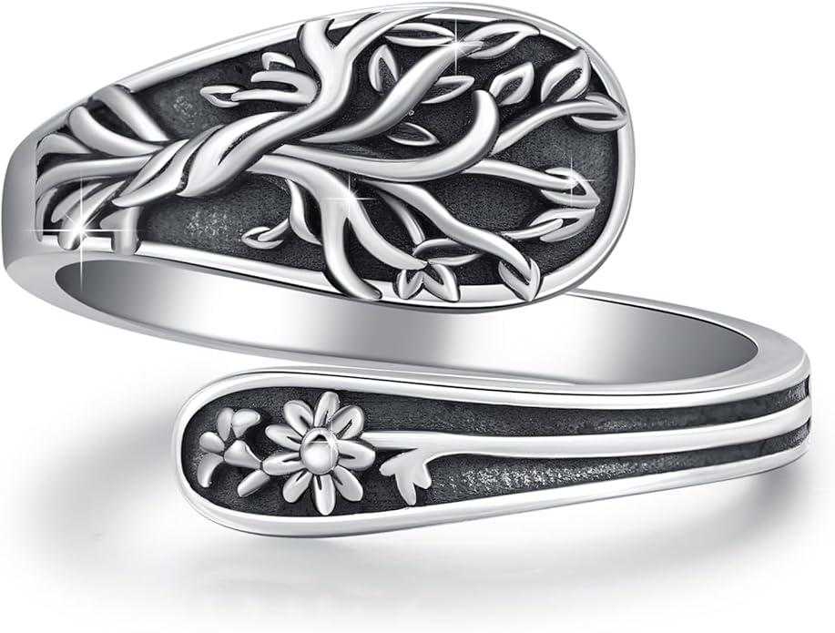 Spoon Ring for Women 925 Sterling Silver Hummingbird Ring Vintage Antique Spoon Rings Hummingbird Jewelry Adjustable Rings for Women