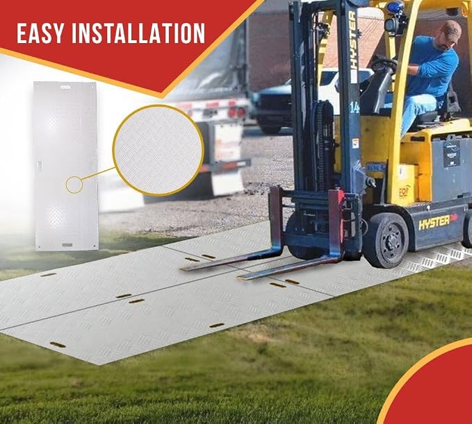 10 Pk 3' x 8' - 1/2" Thick Heavy Duty White Ground Protection Mats - Easily - Image 3