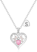 Macate Valentines Day Gifts for Her, 14K Gold Plated Heart Initial Pendant Axolotl Necklace Gold/silver Necklace Valentines Day Birthday Gifts for Women Teen