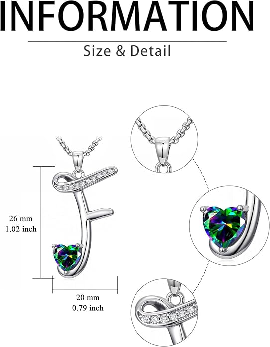 Valentines Day Gifts for Women Alphabet A to Z Initial Birthstone Pendant Necklaces for Women - 18k White Gold Plated Personalized Name Jewelry Valentine Mothers Day Birthday Gifts for Women Her Girlfriend