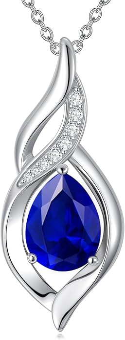 Birthstone Necklace for Women Infinity Necklaces 925 Sterling Silver Teardrop Love Birthday Jewelry Valentines Day Birthday Gifts for Her Mom Wife Girlfriend