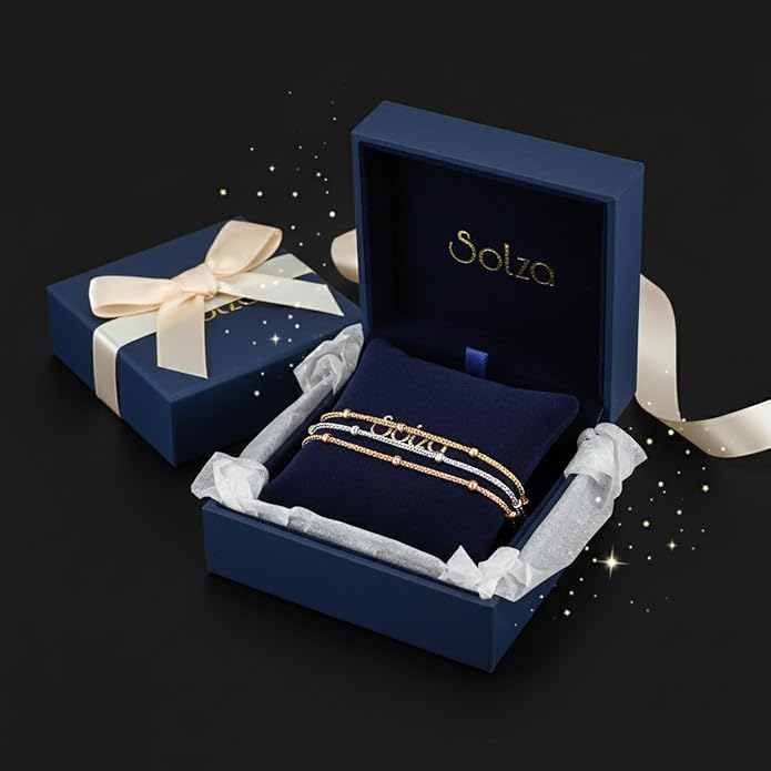Solza 3 Layer Chain Bracelet for Women – Stainless Steel Adjustable Layered Bracelet, Minimalist Charm Jewelry, Non-Tarnish Plated, Stackable Design