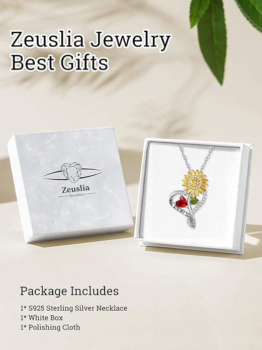 Valentine's Day Gifts for Wife 925 Sterling Silver Double Birthstone Pendant Necklaces I Love You for Always and Forever Necklace Anniversary Birthday Gifts for Wife Girlfriend Mom Her