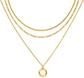 LANE WOODS Gold Plated Necklaces for Women - Multilayer Coin Medallion Pendant Necklace Adjustable Layering Choker Necklaces Chain Set Jewelry