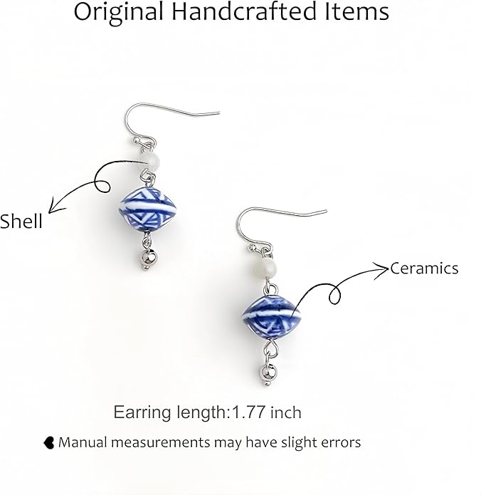 Hupplle Handmade Vintage Boho Dangle Earrings with Natural Stone Crystal Pearl Lightweight Hypoallergenic Elegant Jewelry Gifts for Women