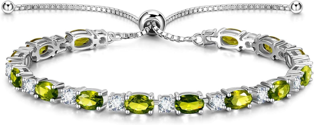 FANCIME Birthstone Tennis Bracelets Sterling Silver Bolo Tennis Bracelets Charm Fine Jewelry Birthday Gifts for Women Mom Wife Her