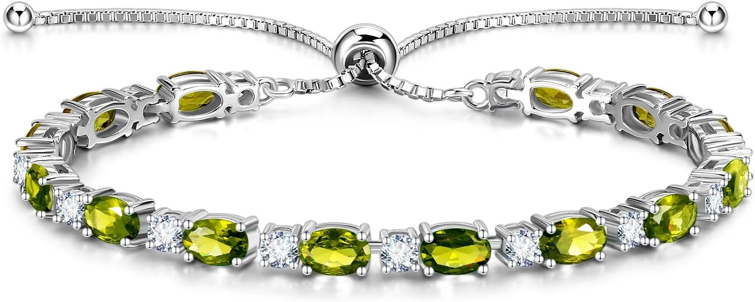 FANCIME Birthstone Tennis Bracelets Sterling Silver Bolo Tennis Bracelets Charm Fine Jewelry Birthday Gifts for Women Mom Wife Her