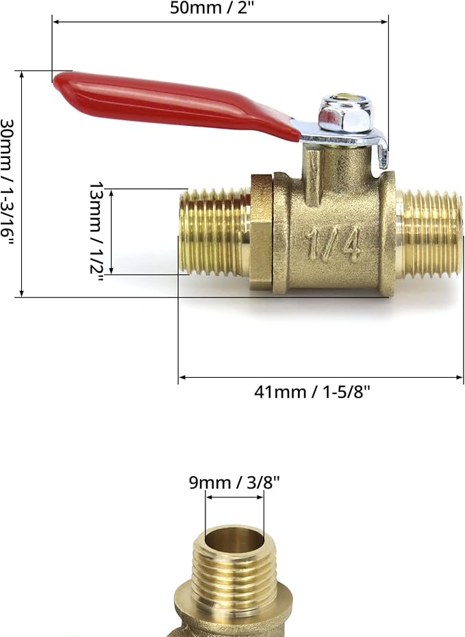 QWORK Ball Valve, 1/4" Male x Male NPT Thread Pipe Fitting Air Compressor Shut - Image 6