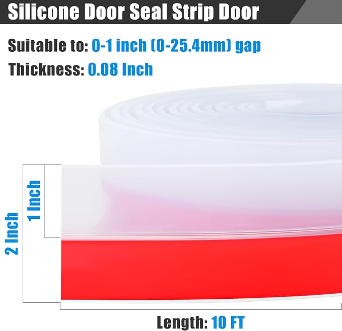 Draft Seal Tape for Doors and Windows 2 in x 10 Ft Silicone Weather Stripping - Image 2