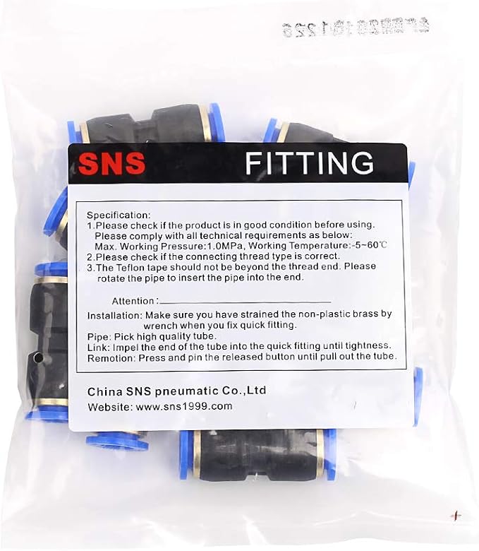 SNS 3/8" Tube OD Plastic Straight Union Pipe Tube Fitting Straight Pneumatic - Image 3