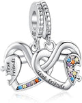 Birthday Fashion Love Heart Dangle Charm 925 Sterling Silver Charms fits Bracelets and Necklace Pendant Bead Charms Jewelry Present for Women Family Friends