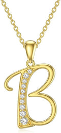 14k Gold Initial Necklace for Women, Solid Gold Moissanite Letter Pendant Necklaces Jewelry for Her Birthday Valentines Day Gifts for Mom Wife Christmas Gifts for Girlfriend Sister