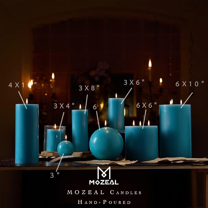 MOZEAL 3" x 8" Hand-Poured Unscented Large Candle, Smokeless Rustic Pillar - Image 3