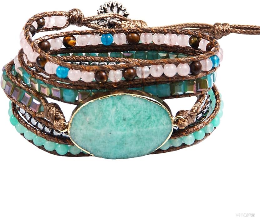 ZOSOJONA Women Wrap Bracelets Boho Natural Stone Jasper Turquoises Strand Bracelet Jewelry Collection