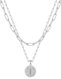 Yoosteel Valentines Gifts for Women Her - Gold Layered Initial Necklaces for Women 14K Gold Plated Dainty Layering Paperclip Link Chain Necklace Coin Initial Necklace Birthday Gifts for Teen Girls