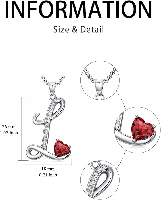 Valentines Day Gifts for Women Alphabet A to Z Initial Birthstone Pendant Necklaces for Women - 18k White Gold Plated Personalized Name Jewelry Valentine Mothers Day Birthday Gifts for Women Her Girlfriend