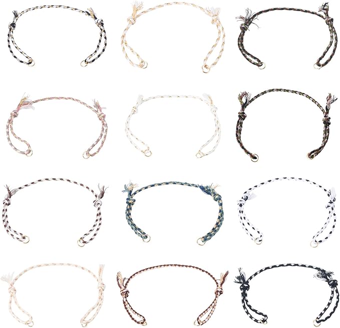 36Pcs Adjustable Braided Cord Bracelets 10-1/4 Inch Colorful Polycotton Adjustable Bracelets,Bracelet String with Clasp,Thread Half Finished Bracelet for Wrist DIY Women Jewelry Making