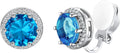 Silvora 925 Silver 8MM Cubic Zirconia Birthstone Clip On Stud Earrings Round Non Pierced Earrings For Women,Come with Box
