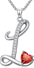 Valentines Day Gifts for Women Alphabet A to Z Initial Birthstone Pendant Necklaces for Women - 18k White Gold Plated Personalized Name Jewelry Valentine Mothers Day Birthday Gifts for Women Her Girlfriend