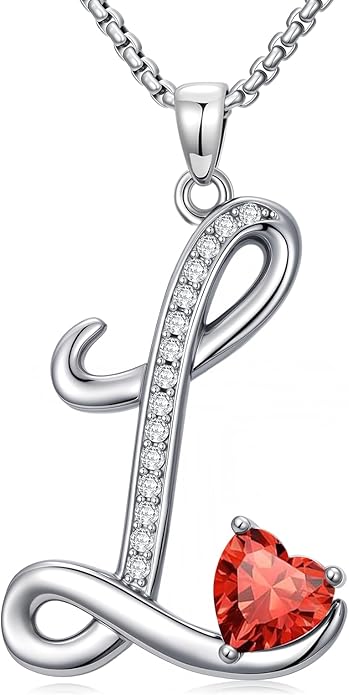 Valentines Day Gifts for Women Alphabet A to Z Initial Birthstone Pendant Necklaces for Women - 18k White Gold Plated Personalized Name Jewelry Valentine Mothers Day Birthday Gifts for Women Her Girlfriend